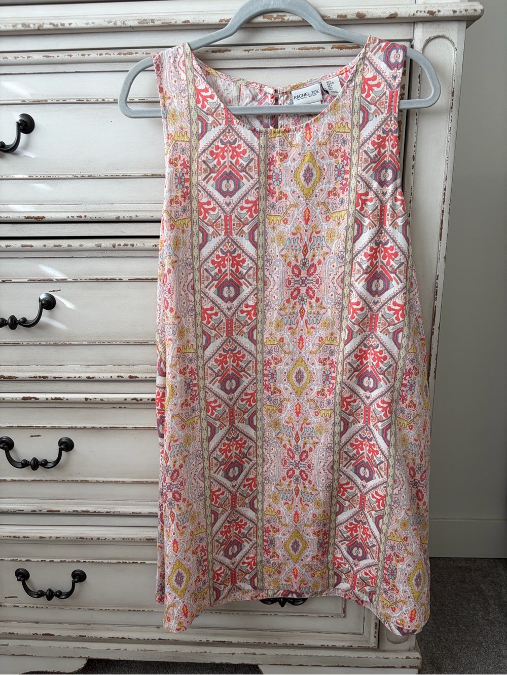 Rachel Zoe Pink and Yellow Paisley-Print Sleeveless Mini Dress